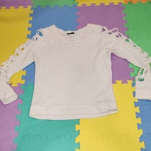 VENUS White Top with Lace-Up Detail, Size Large